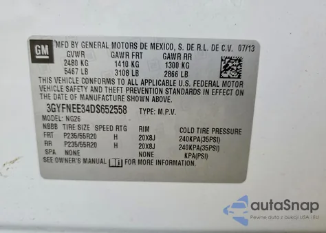 2013 Cadillac Srx Premium Collection from USA, damaged, VIN 3GYFNEE34DS652558